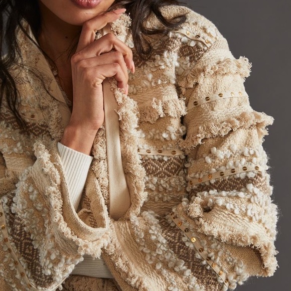 Anthropologie Jackets & Blazers - Nᴡᴛ Aɴᴛʜʀᴏᴘᴏʟᴏɢɪᴇ DOLAN Cᴏʟʟᴇᴄᴛɪᴏɴ Fʀɪɴɢᴇᴅ Tᴇxᴛᴜʀᴇᴅ Jᴀᴄᴋᴇᴛ